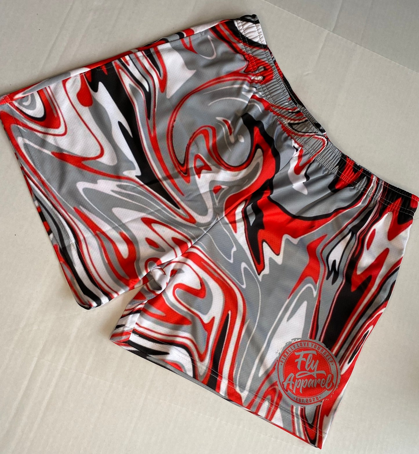 Crimson Smoke Liquid Mesh Shorts